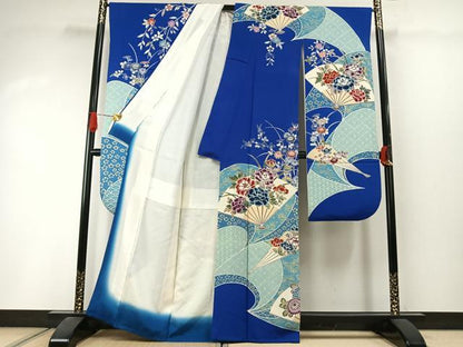 平和屋着物●豪華振袖　扇面花文　正絹　逸品　AABI1560fy