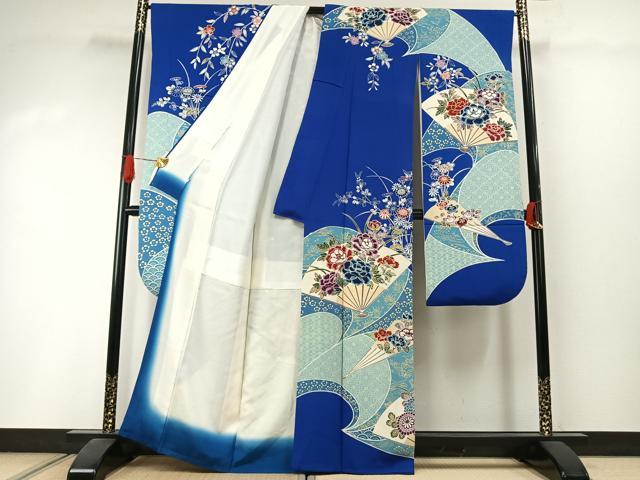 平和屋着物●豪華振袖　扇面花文　正絹　逸品　AABI1560fy