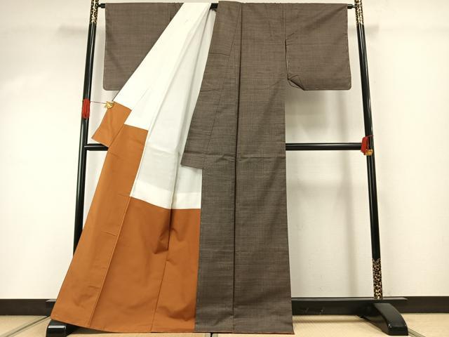 平和屋着物●本場大島紬　カタス7マルキ　亀甲文様　正絹　逸品　未使用　AABI1561fy