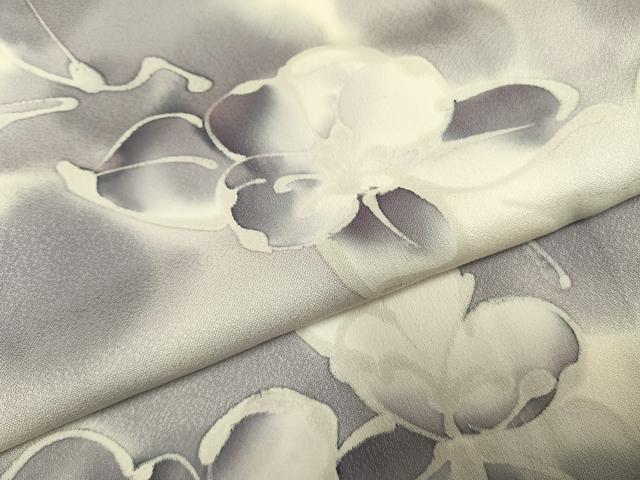 平和屋着物●染色作家　斉藤三才　小紋　草花文　暈し染め　正絹　逸品　AABI1557fy