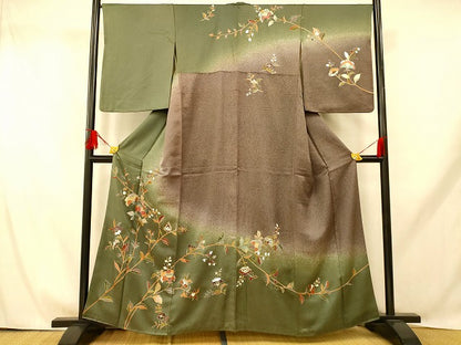 平和屋着物■訪問着 更紗花文 暈し染め 正絹 逸品 AABH9282fw