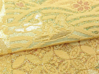 平和屋本店▼佐賀錦　六通柄袋帯　手織　金華山織　吉祥文　本金箔　正絹　逸品　DABE9162sf