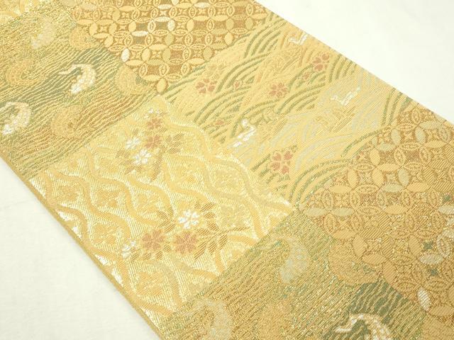 平和屋本店▼佐賀錦　六通柄袋帯　手織　金華山織　吉祥文　本金箔　正絹　逸品　DABE9162sf