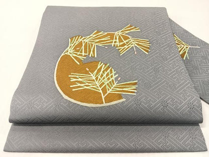 平和屋着物●九寸名古屋帯　若松葉　正絹　逸品　CABG1759vp
