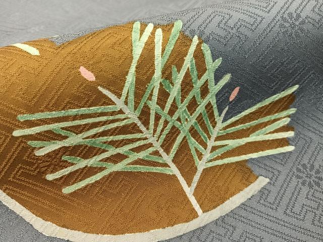平和屋着物●九寸名古屋帯　若松葉　正絹　逸品　CABG1759vp
