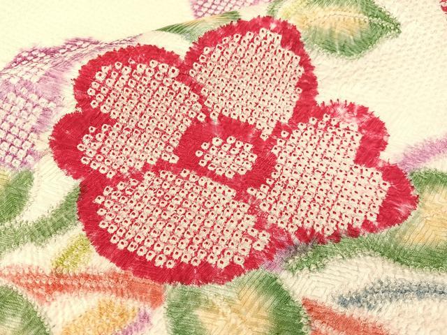 平和屋着物●名門　藤娘きぬたや・総絞り　九寸名古屋帯　芝草花文　正絹　逸品　CABG1872vp
