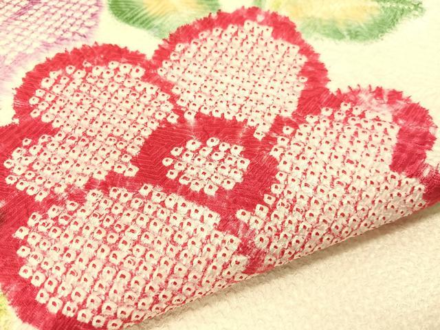 平和屋着物●名門　藤娘きぬたや・総絞り　九寸名古屋帯　芝草花文　正絹　逸品　CABG1872vp
