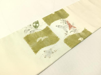 平和屋着物●日本工芸会正会員　福村廣利　絵絞庵　塩瀬　九寸名古屋帯　手描き　絞り　辻が花　正絹　逸品　CABG1875vp