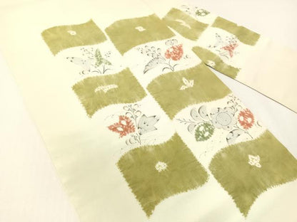 平和屋着物●日本工芸会正会員　福村廣利　絵絞庵　塩瀬　九寸名古屋帯　手描き　絞り　辻が花　正絹　逸品　CABG1875vp