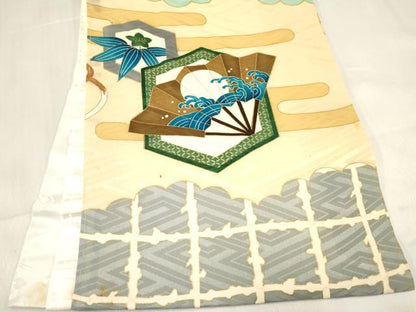 平和屋着物[]お宮参り　男の子　祝着　産着　初着　のしめ　駒刺繍　唐獅子　兜　笹松文　金彩　逸品　DABE7119ma