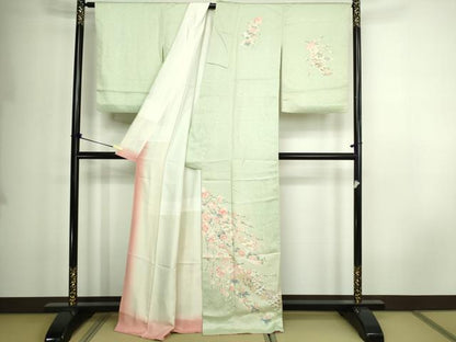 平和屋着物■訪問着　束ね熨斗草花文　金彩　正絹　逸品　DABE9263sf