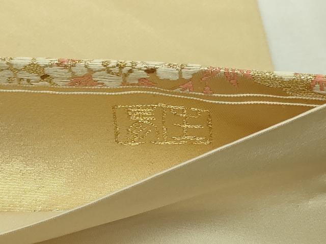 平和屋本店▼西陣　泰正織物謹製　太鼓柄袋帯　唐織　作家物　扇面冊子花鳥文　本金箔　正絹　逸品　DABE9299sf 平和屋本店▽西陣 泰正織物謹製 太鼓柄袋帯 唐織 作家物 扇面冊子