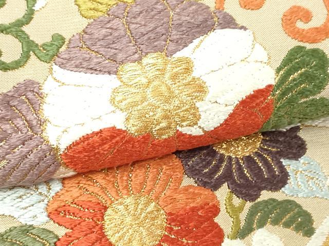 平和屋本店▽佐賀錦 六通柄袋帯 唐織 花菱文 本金箔 正絹
