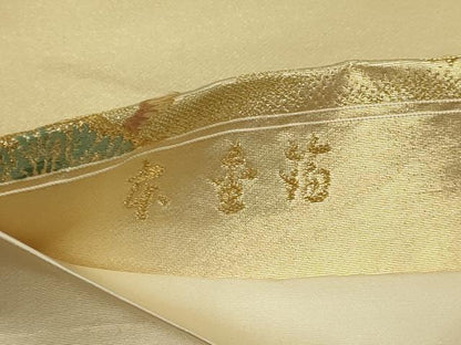 平和屋本店▼西陣　泰正織物謹製　太鼓柄袋帯　唐織　作家物　扇面冊子花鳥文　本金箔　正絹　逸品　DABE9299sf