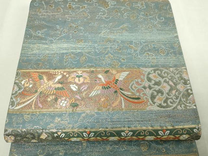 平和屋本店▼六通柄袋帯　唐織　宝倉段文　本金箔　正絹　逸品　DABE9324sf
