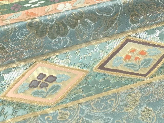 平和屋本店▼六通柄袋帯　唐織　宝倉段文　本金箔　正絹　逸品　DABE9324sf