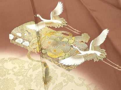 平和屋着物■豪華色留袖 作家物 文箱文 鶴 駒刺繍 暈し染め 金彩 正絹 逸品 DABF4080cd