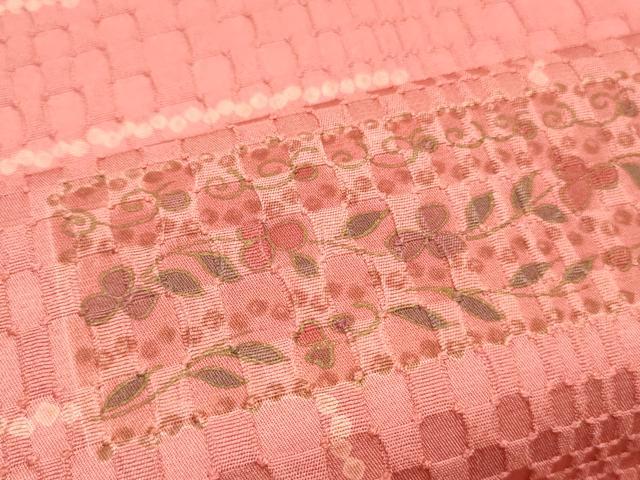 平和屋着物▼羽織・コート　反物　羽尺　ふくれ織　横段花唐草文　金彩　逸品　未使用　DABE6858zy