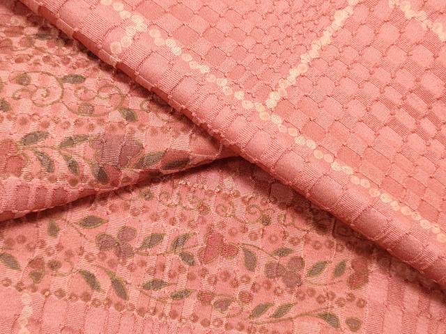 平和屋着物▼羽織・コート　反物　羽尺　ふくれ織　横段花唐草文　金彩　逸品　未使用　DABE6858zy