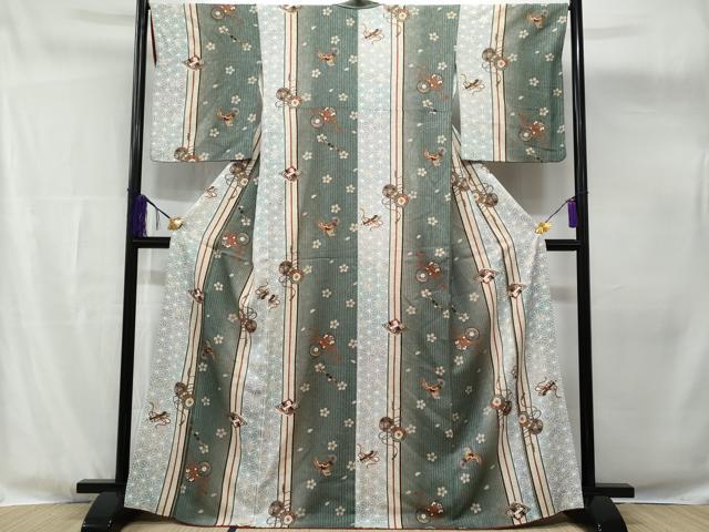 平和屋着物■上質な小紋 器物花文 金彩 正絹 逸品 CABG4837fb