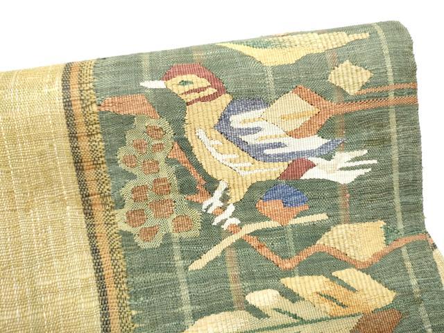 平和屋着物▽つけ帯　スリーシーズン　春夏秋　すくい織　花鳥文　正絹　逸品　CABG6006hy