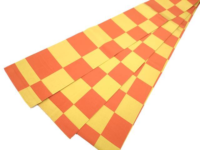 平和屋着物▼本場筑前博多織 半幅帯 市松文様 正絹 逸品 CABG6002hy