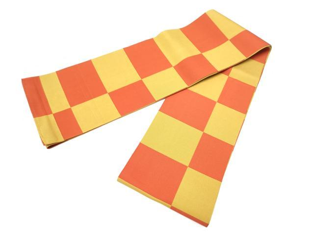 平和屋着物▼本場筑前博多織 半幅帯 市松文様 正絹 逸品 CABG6002hy