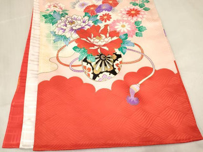 平和屋着物[]お宮参り　女の子　祝着　産着　初着　のしめ　花車文　金彩　逸品　DABE7139ma