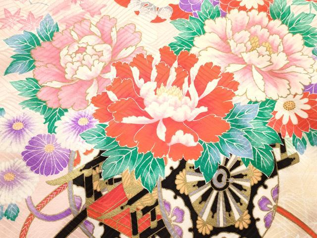 平和屋着物[]お宮参り　女の子　祝着　産着　初着　のしめ　花車文　金彩　逸品　DABE7139ma