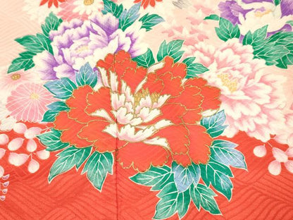 平和屋着物[]お宮参り　女の子　祝着　産着　初着　のしめ　花車文　金彩　逸品　DABE7139ma