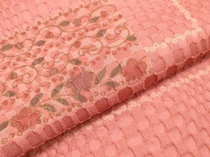 平和屋着物▼羽織・コート　反物　羽尺　ふくれ織　横段花唐草文　金彩　逸品　未使用　DABE6858zy