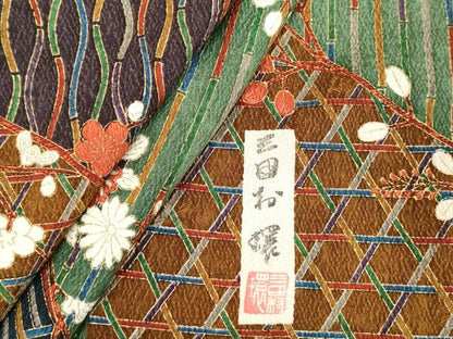 平和屋着物■日本のきもの研究家 三田村環 小紋 吉祥枝花文 金彩 正絹 逸品 DABF4132cd