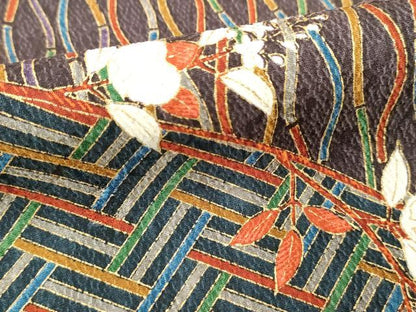 平和屋着物■日本のきもの研究家 三田村環 小紋 吉祥枝花文 金彩 正絹 逸品 DABF4132cd