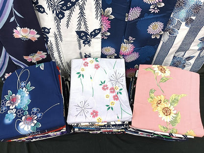 平和屋着物■浴衣 まとめて 45点 蝶 紫陽花 向日葵 花柄 型染め など 着用可能多数 未使用品あり mmm137