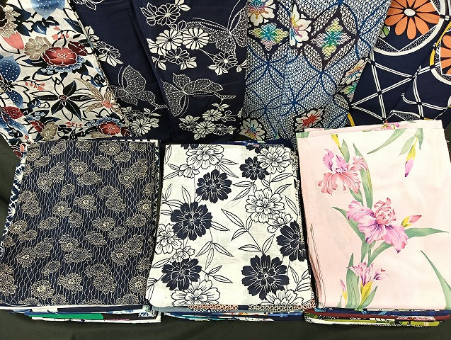平和屋着物■浴衣 まとめて 45点 蝶 花柄 七宝 型染め など 着用可能多数 未使用品あり mmm136