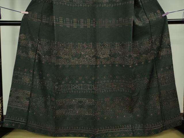 平和屋本店●極上　中国三大刺繍　スワトウ刺繍　汕頭刺繍　総刺繍　訪問着　紬地　洋花文　高麗納戸色地　逸品　DZAB2258kh6