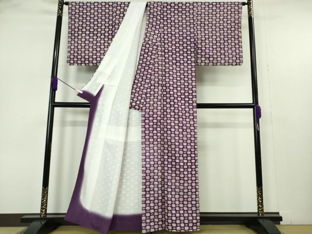 平和屋本店●極上　岩手の匠　草紫堂　南部絞り　紫根染　紬　色紙文　正絹　逸品　未使用　DZAA4880kh6