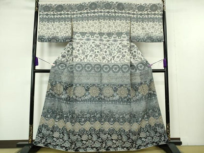 平和屋本店●極上　中国三大刺繍　スワトウ刺繍　汕頭刺繍　訪問着　正倉院更紗花文　暈し染め　逸品　DZAB2104kh6