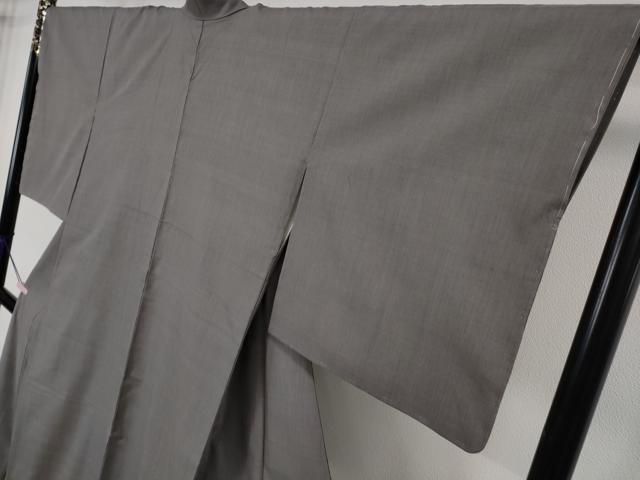 平和屋本店●極上　本場結城紬　重要無形文化財　色無地　薄墨色　証紙付き　逸品　未使用　DZAB1719kh6