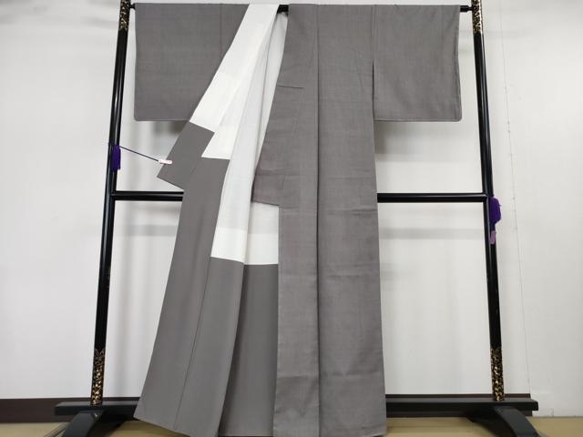 平和屋本店●極上　本場結城紬　重要無形文化財　色無地　薄墨色　証紙付き　逸品　未使用　DZAB1719kh6