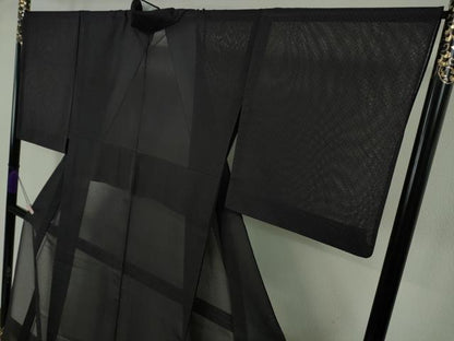 平和屋本店＊極上 夏物 色無地 市松紋紗 鉄紺色 逸品 DZAB0637kh6