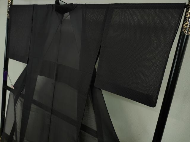 平和屋本店＊極上 夏物 色無地 市松紋紗 鉄紺色 逸品 DZAB0637kh6