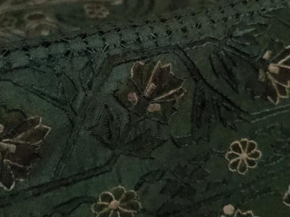 平和屋本店●極上　中国三大刺繍　スワトウ刺繍　汕頭刺繍　総刺繍　訪問着　紬地　洋花文　高麗納戸色地　逸品　DZAB2258kh6