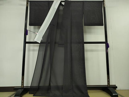 平和屋本店＊極上 夏物 色無地 市松紋紗 鉄紺色 逸品 DZAB0637kh6