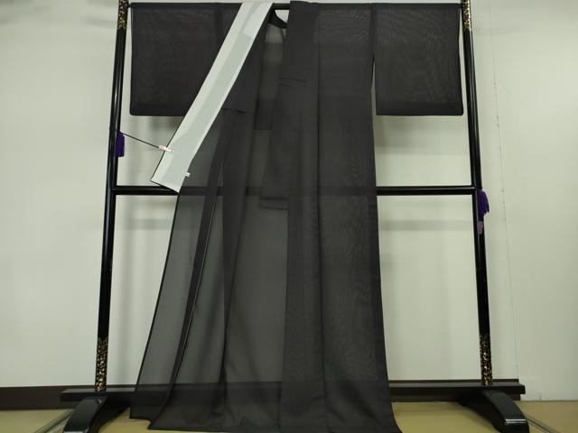 平和屋本店＊極上 夏物 色無地 市松紋紗 鉄紺色 逸品 DZAB0637kh6