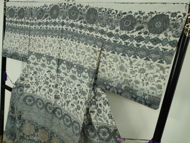 平和屋本店●極上　中国三大刺繍　スワトウ刺繍　汕頭刺繍　訪問着　正倉院更紗花文　暈し染め　逸品　DZAB2104kh6
