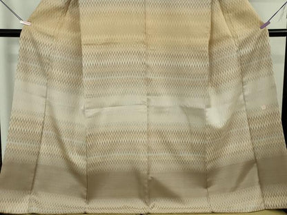 平和屋本店●極上　伝統工芸士　曽根武勇　お召　横段文　ロング丈　逸品　DZAB1091kh6