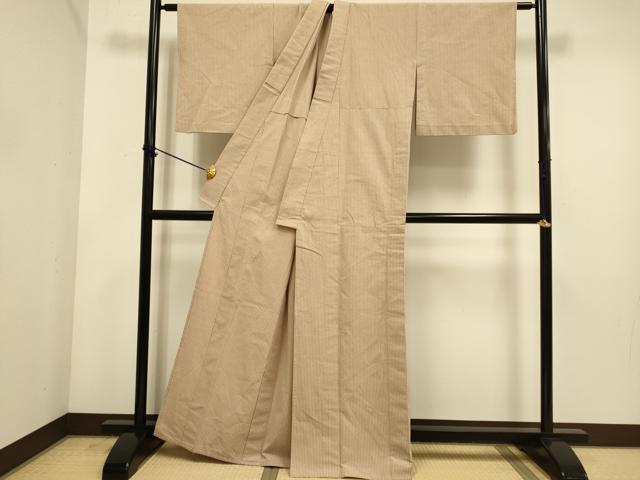 平和屋着物▽上質な紬　単衣　縞　正絹　逸品　DABE9894du