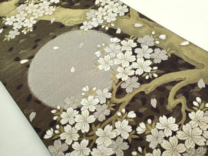 平和屋着物●極上　 洛楽人工房　全通柄袋帯　唐織　夜桜　淡墨乃　金糸　逸品　DZAB6868kh6