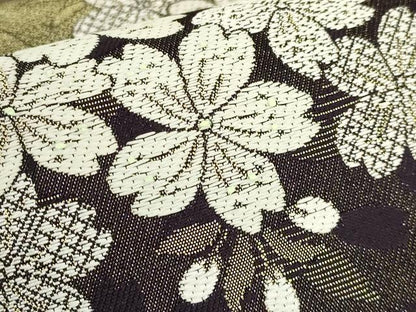 平和屋着物●極上　 洛楽人工房　全通柄袋帯　唐織　夜桜　淡墨乃　金糸　逸品　DZAB6868kh6